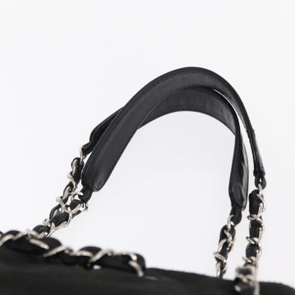 Chanel Vintage CC Charm Tote Chevron Canvas, BLACK, CANVAS, Tote bag