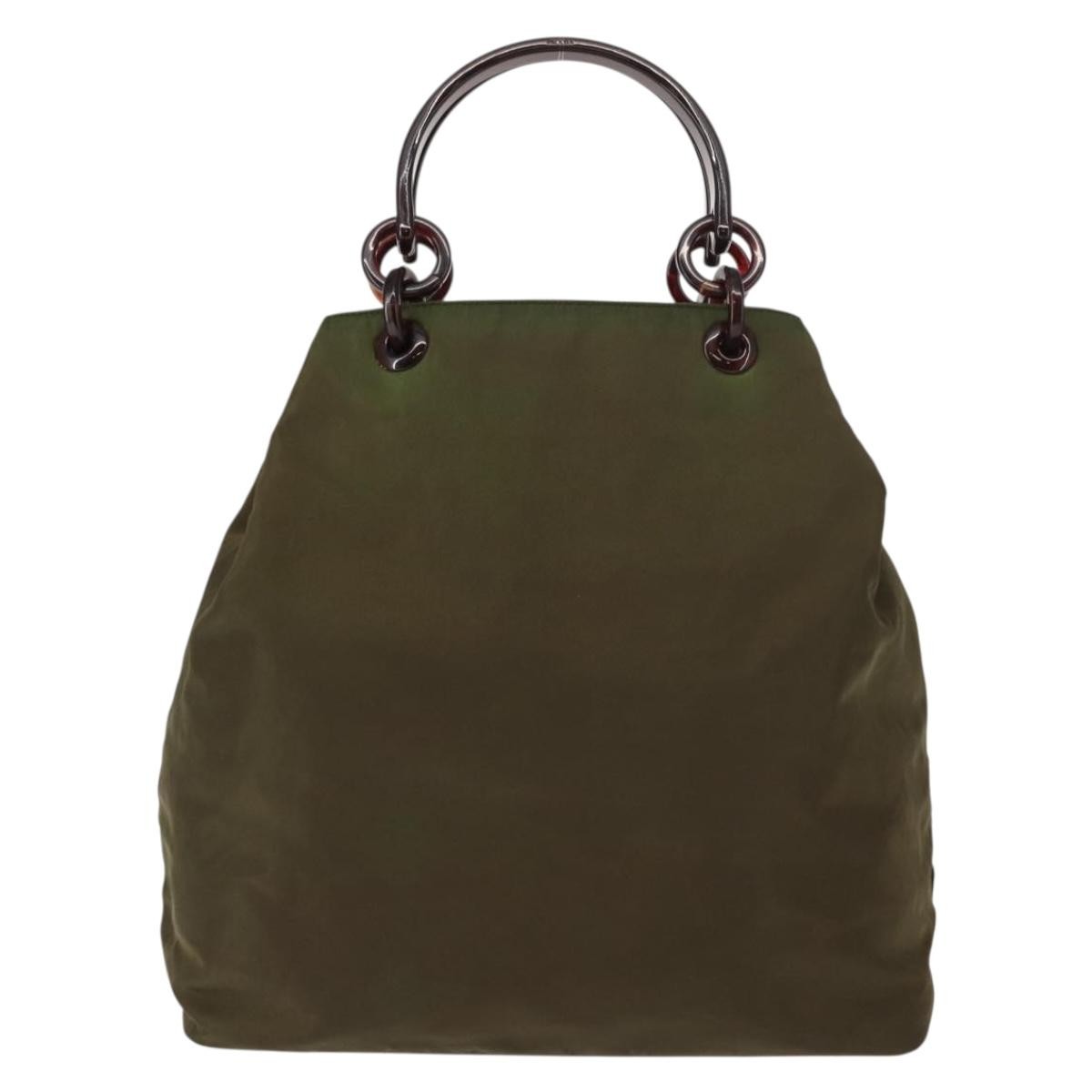Prada Resin Handle Tote Tessuto, Khaki, Nylon, Tote Bag