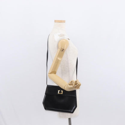 Salvatore Ferragamo Gancini Shoulder Bag Leather, BLACK, LEATHER, Shoulder bag