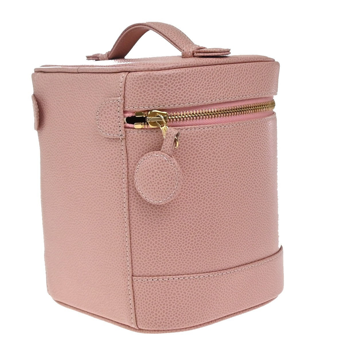Chanel Vintage Timeless Cosmetic Case Caviar, PINK, LEATHER, Handbag