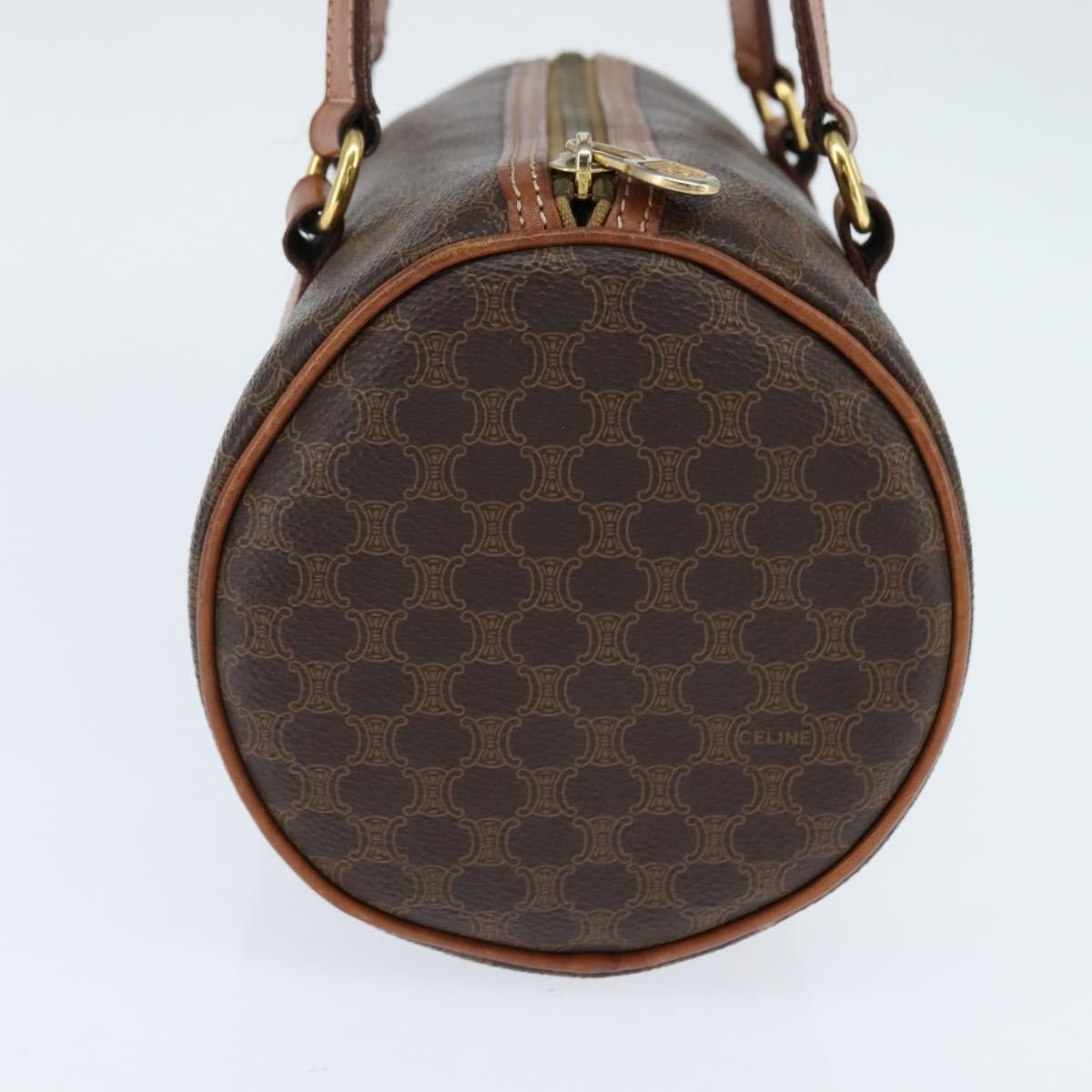 Celine Vintage Macadam Shoulder Bag Canvas and Leather, BROWN, CANVAS, Shoulder bag