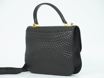 Bally Vintage Handbag Quilted Leather, BLACK, LEATHER, Handbag
