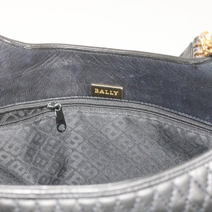 Bally Vintage Chain Shoulder Bag Quilted Leather, BLACK, LEATHER, Tote bag