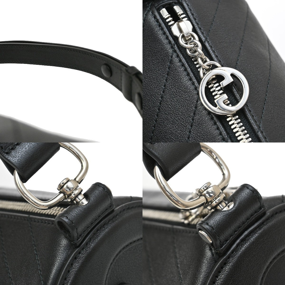 Gucci Blondie Interlocking GG Shoulder Bag Leather, Black, Leather, Shoulder Bag