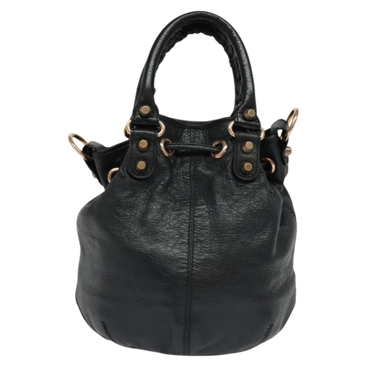 Balenciaga Pom Pon Giant Studs Bag Leather, BLACK, LEATHER, Handbag
