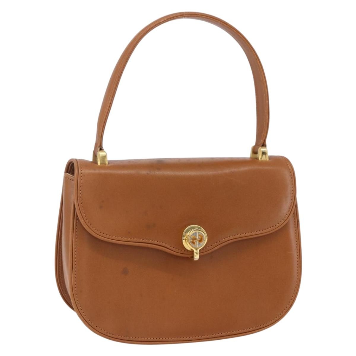 Gucci Vintage Handbag Leather, BROWN, LEATHER, Handbag