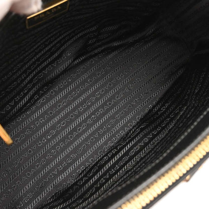 Prada Galleria Double Zip Tote Saffiano Leather, BLACK, LEATHER, Tote bag