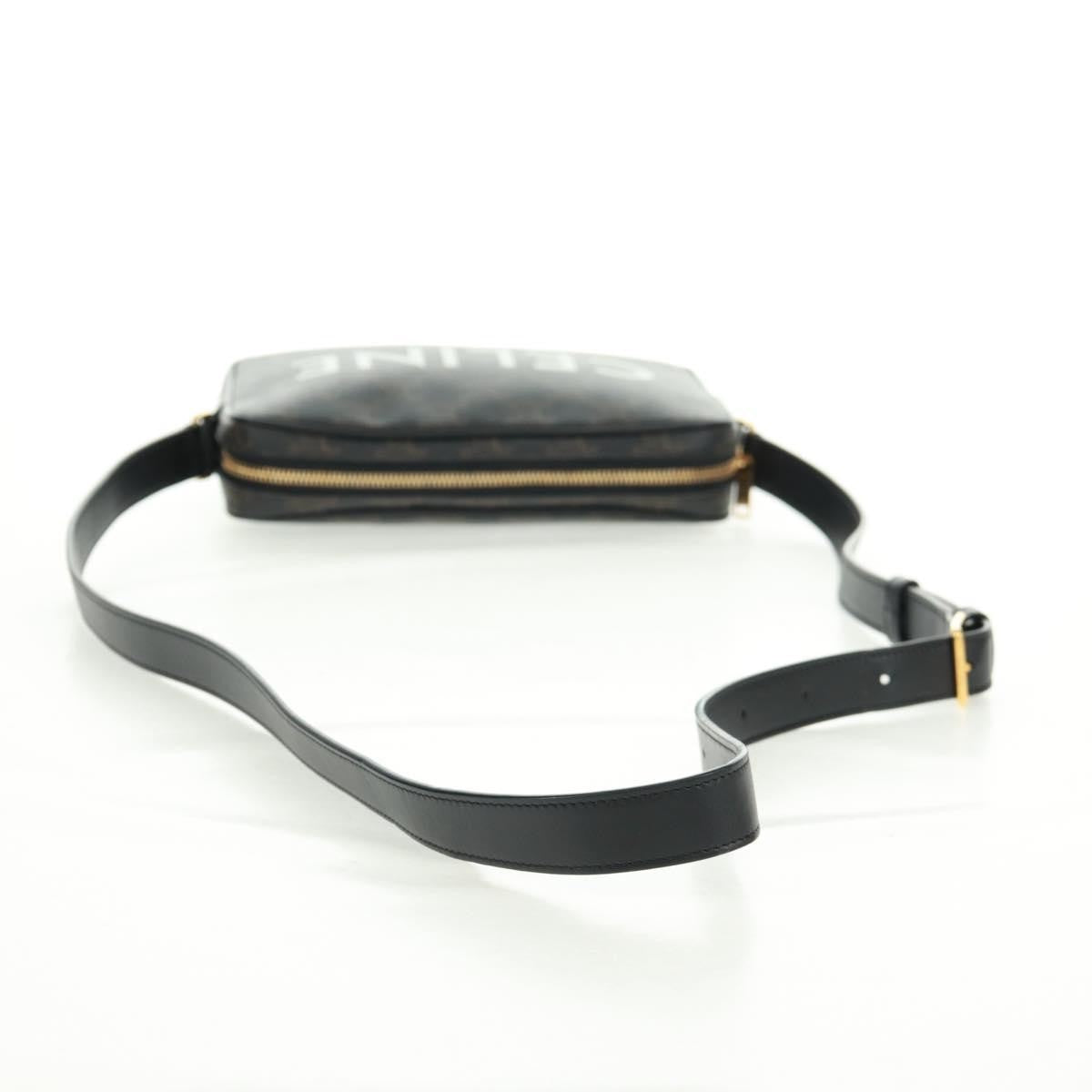 Celine Logo Messenger Bag Triomphe Coated Canvas, Black, PVC, Shoulder Bag