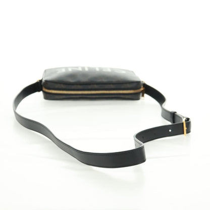 Celine Logo Messenger Bag Triomphe Coated Canvas, Black, PVC, Shoulder Bag