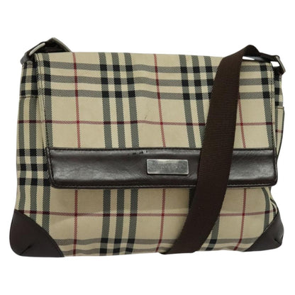 Burberry Vintage Flap Crossbody Bag Haymarket Canvas, Beige, Nylon, Shoulder Bag