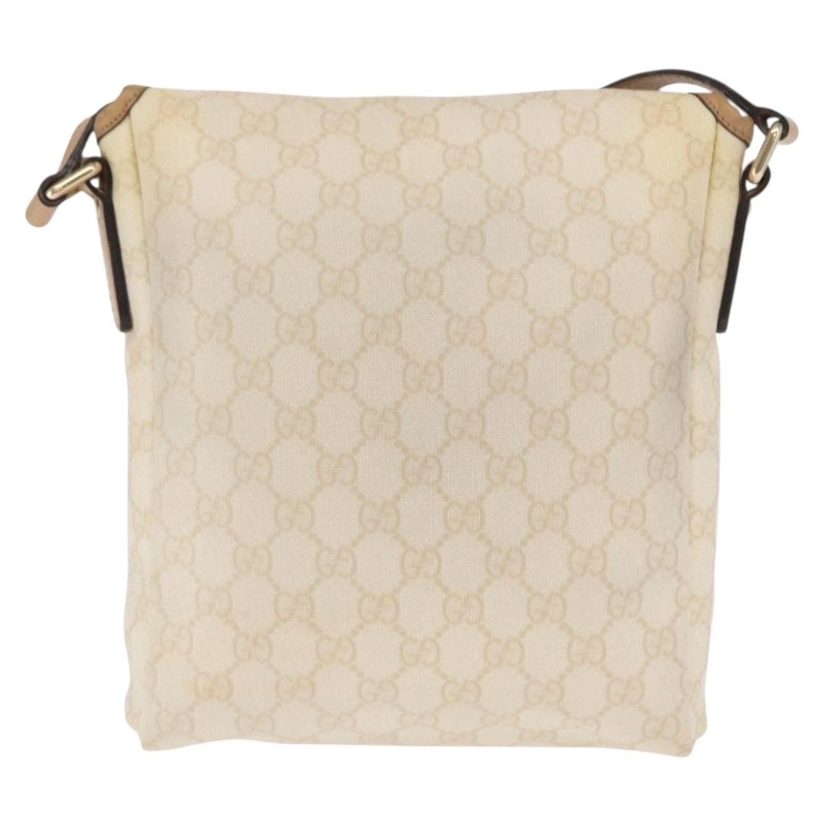 Gucci Flap Messenger GG Coated Canvas, WHITE, PVC, Shoulder bag
