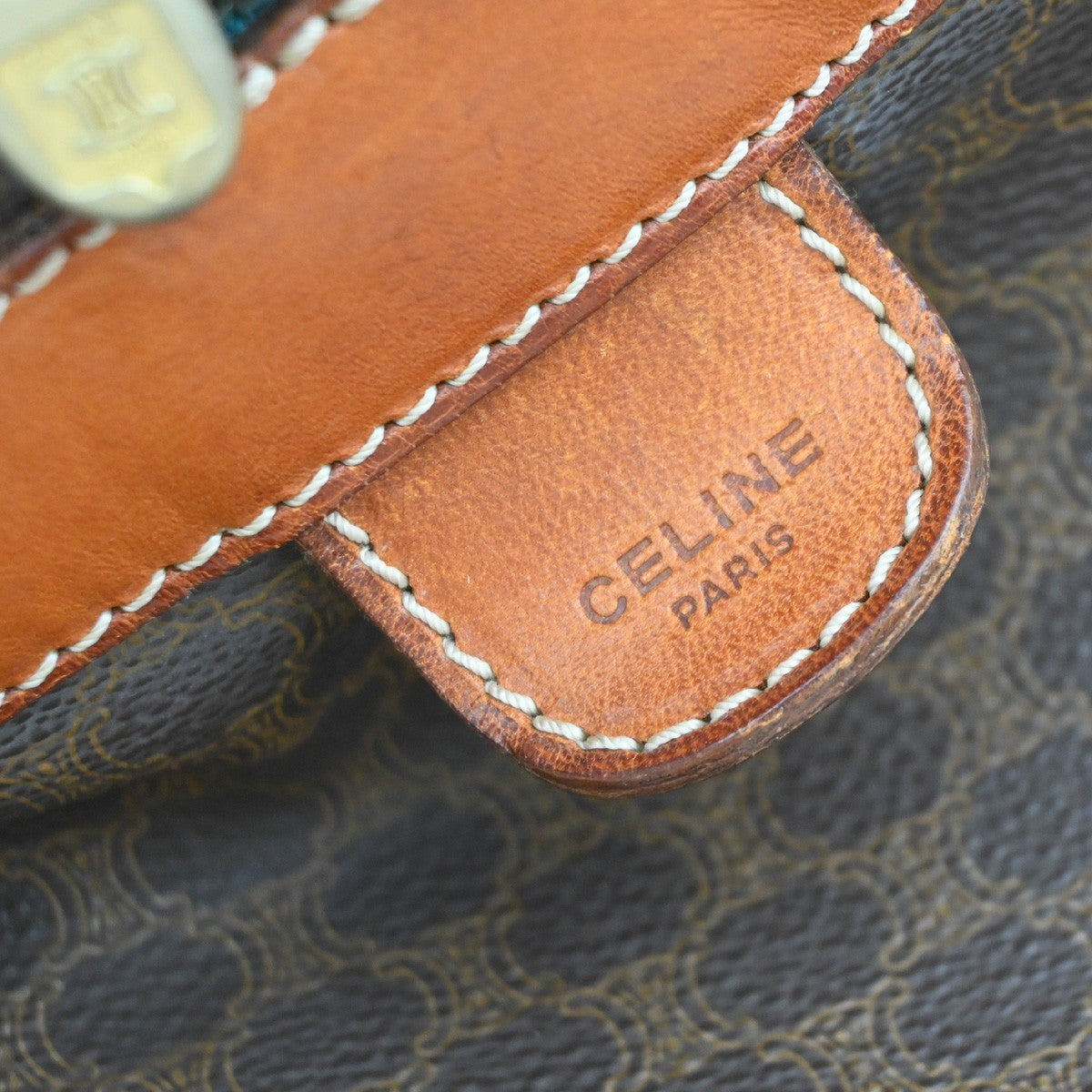 Celine Vintage Macadam Boston bag Canvas and Leather, BROWN, CANVAS, Travel bag