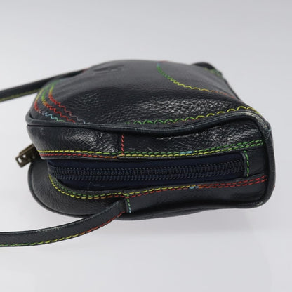 Fendi Vintage Zip Crossbody Bag Leather, NAVY, LEATHER, Shoulder bag