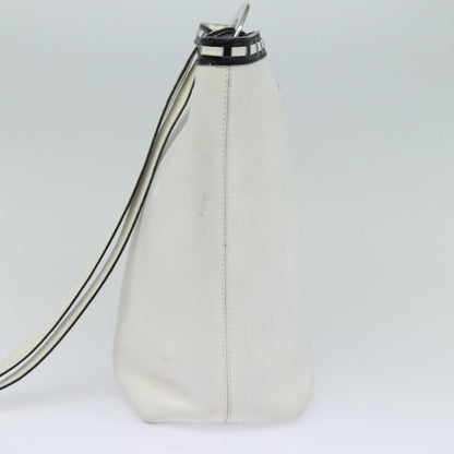 Celine Circle logo Leather, WHITE, LEATHER, Shoulder bag