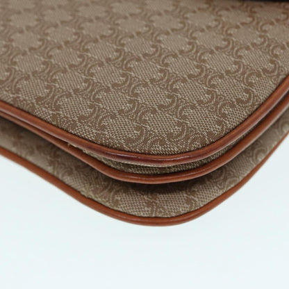 Celine Vintage Macadam Shoulder Bag Canvas and Leather, BEIGE, CANVAS, Shoulder bag