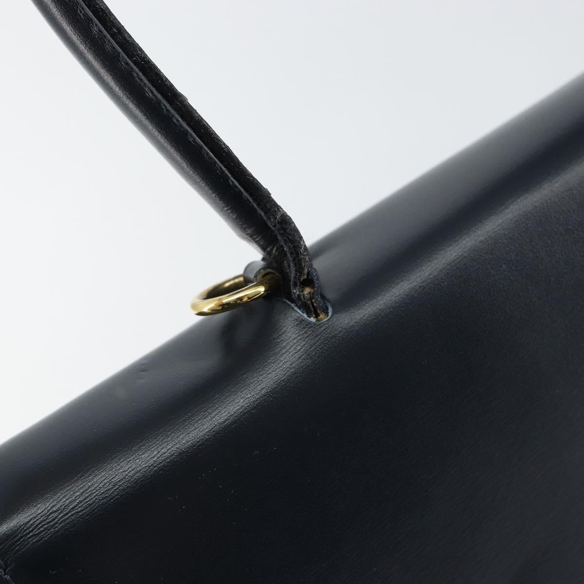 Celine Circle Logo Handbag Leather, NAVY, LEATHER, Handbag