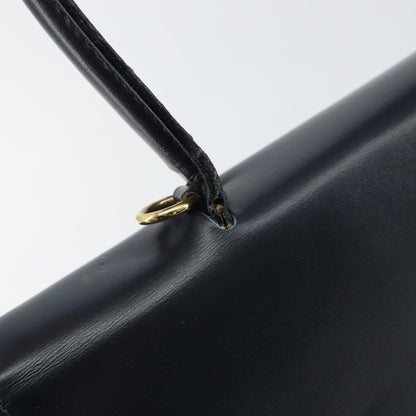 Celine Circle Logo Handbag Leather, NAVY, LEATHER, Handbag