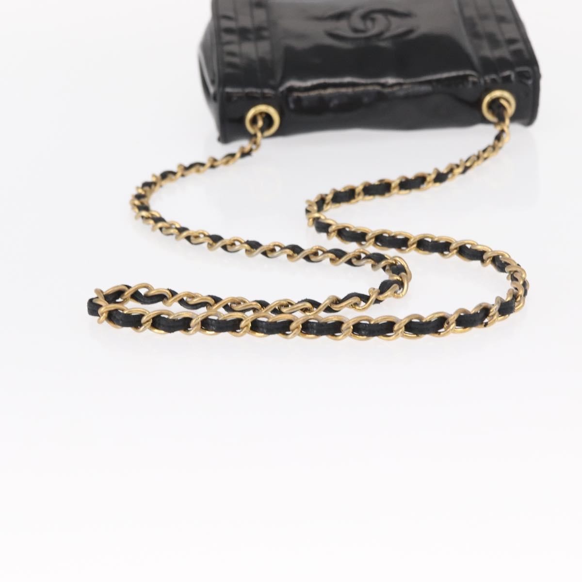 Chanel Vintage CC Stitch Flap Bag Patent, BLACK, PATENT_LEATHER, Shoulder bag