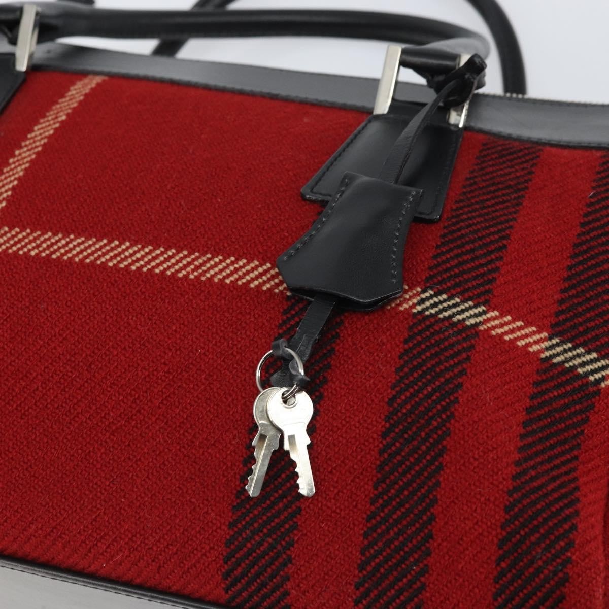Burberry Nova Check Handbag Wool, RED, WOOL, Handbag