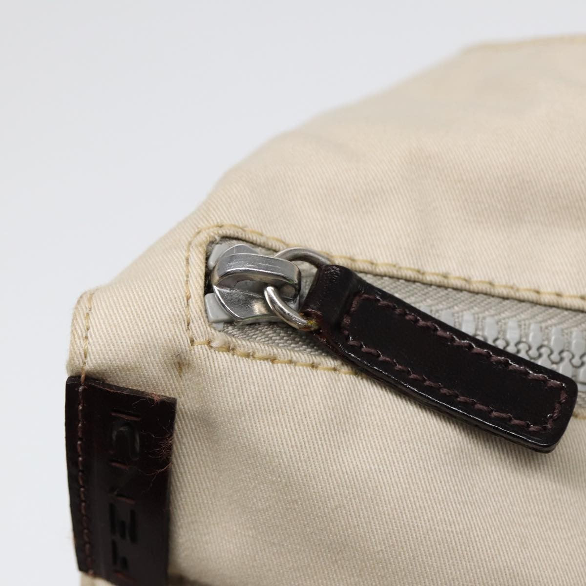 Fendi Vintage Double Pocket Zip Shoulder Bag Canvas, BEIGE, CANVAS, Shoulder bag