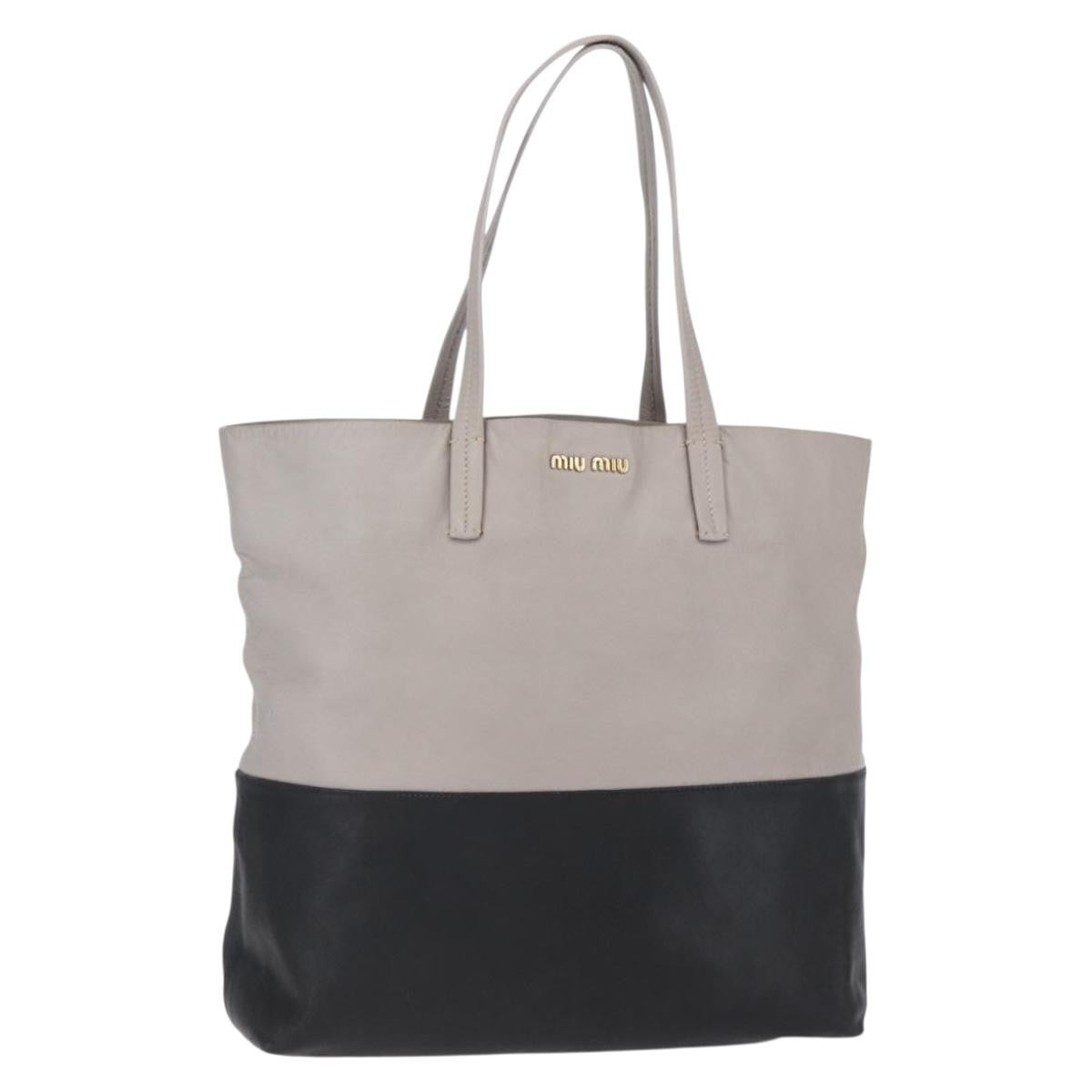 Miu Miu Vintage Tote bag Leather, BLACK, LEATHER, Tote bag