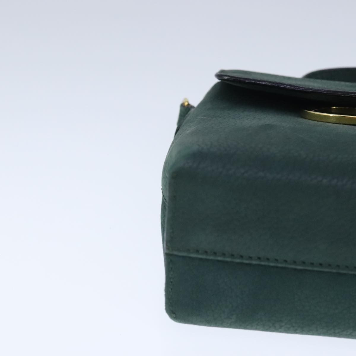 Celine Circle Logo Handbag Leather, GREEN, LEATHER, Handbag