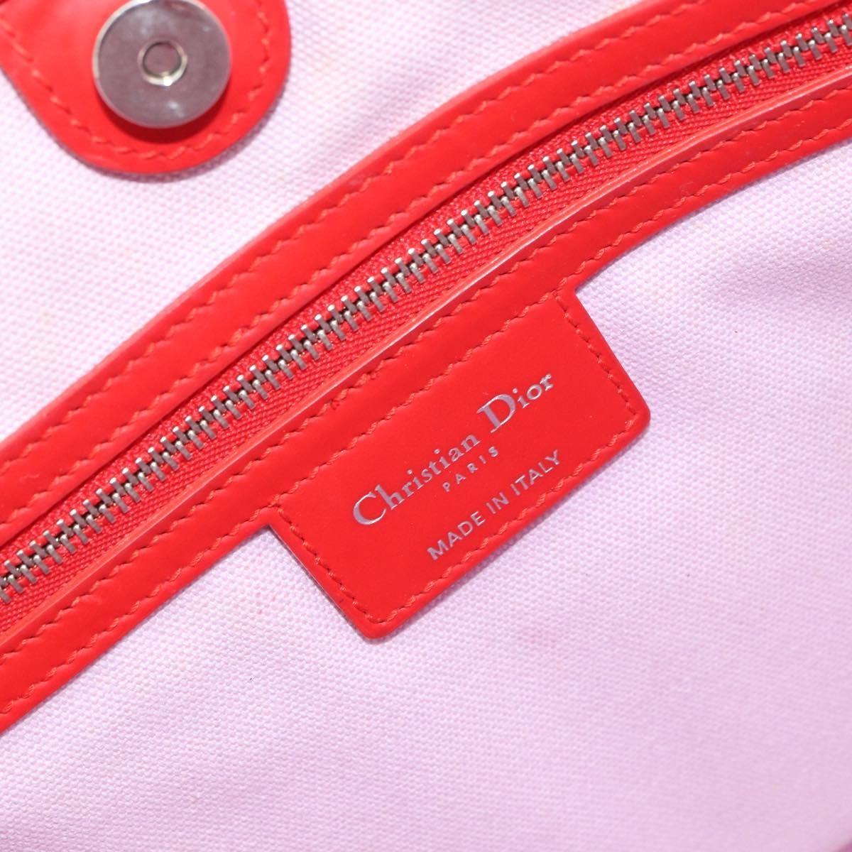 Christian Dior Panarea Tote Printed Cannage Quilt Canvas, RED, CANVAS, Tote bag