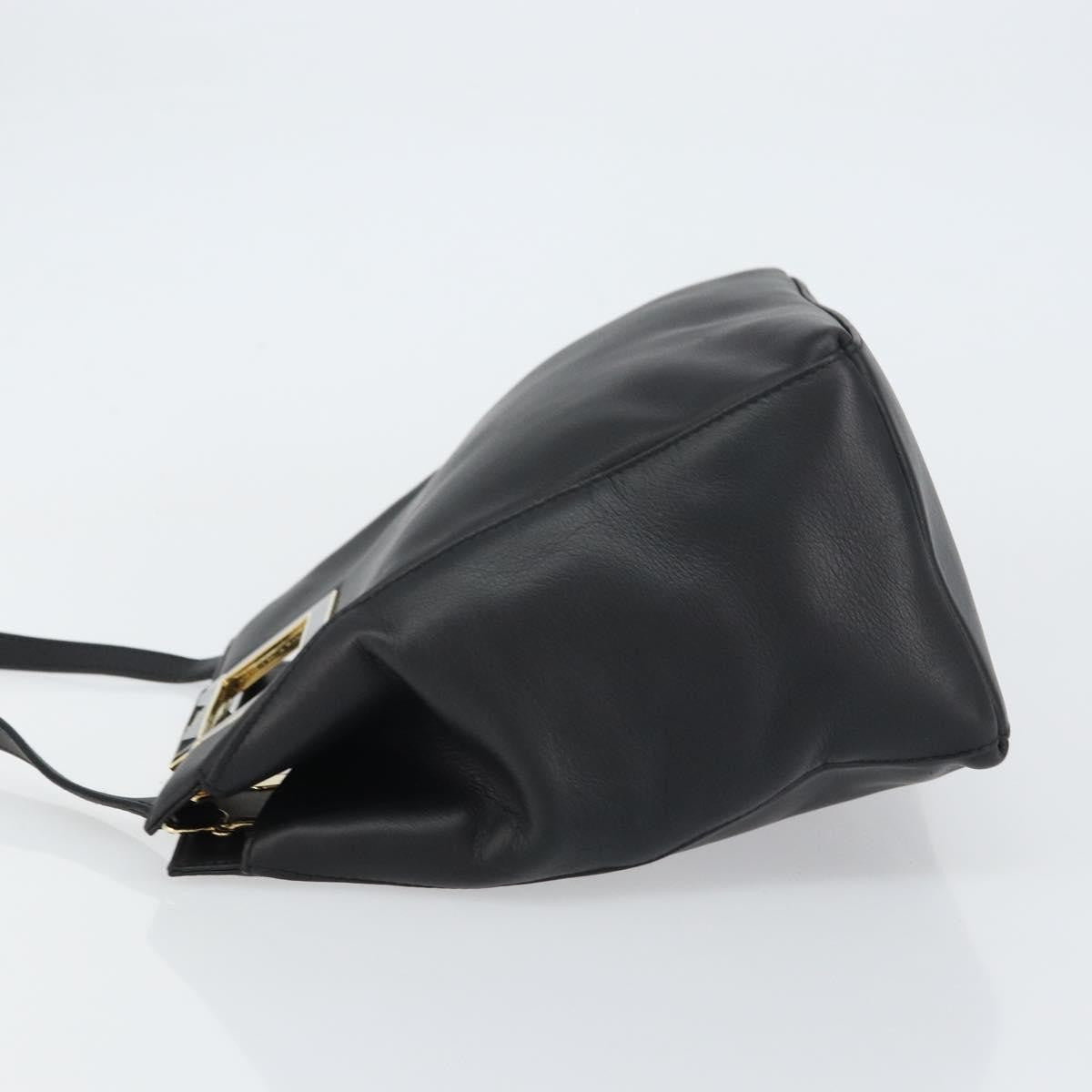 Salvatore Ferragamo Gancini Shoulder Bag Leather, BLACK, LEATHER, Shoulder bag
