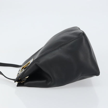 Salvatore Ferragamo Gancini Shoulder Bag Leather, BLACK, LEATHER, Shoulder bag