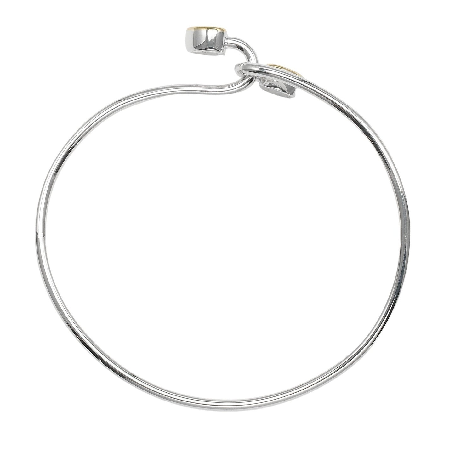 Tiffany & Co. Double Heart Lock Bangle Bracelet Sterling Silver with 18K Yellow Gold, SILVER, SILVER, Bracelet