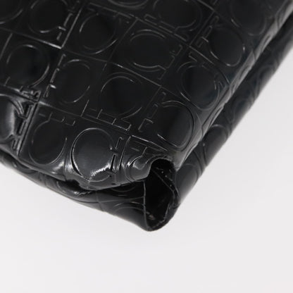 Salvatore Ferragamo Gancini Shoulder Bag Patent Leather, BLACK, PATENT_LEATHER, Shoulder bag