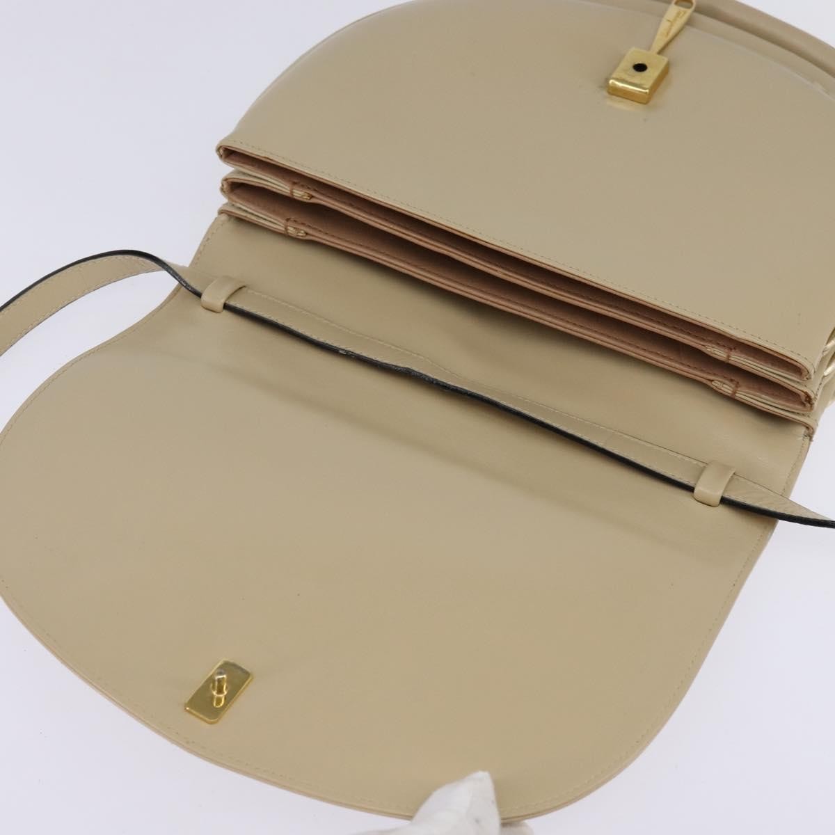 Salvatore Ferragamo Vintage Shoulder Bag Leather, BEIGE, LEATHER, Shoulder bag