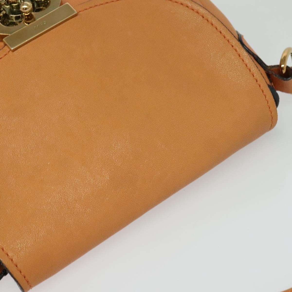 Chloe Elsie Shoulder Bag Perforated Leather, ORANGE, LEATHER, Shoulder bag