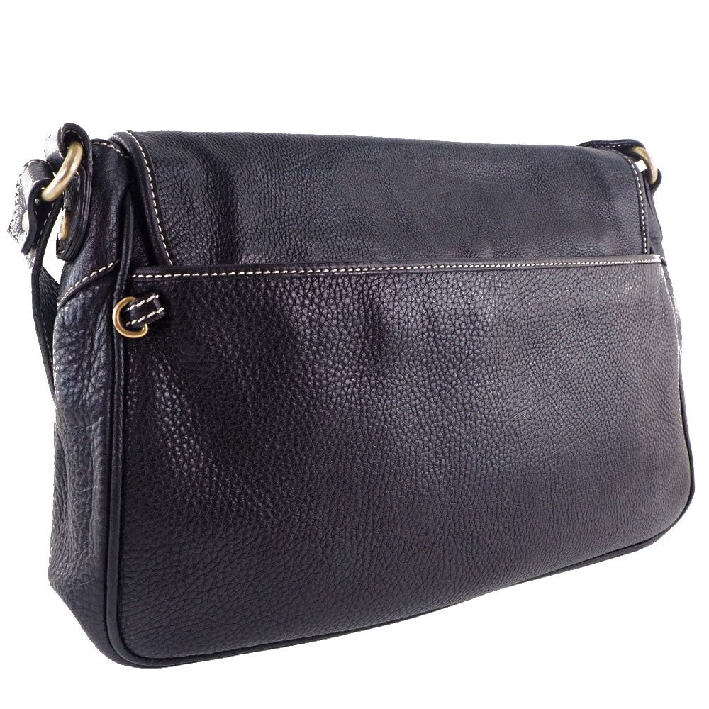 Celine Vintage Shoulder Bag Leather, BLACK, CALFSKIN, Shoulder bag