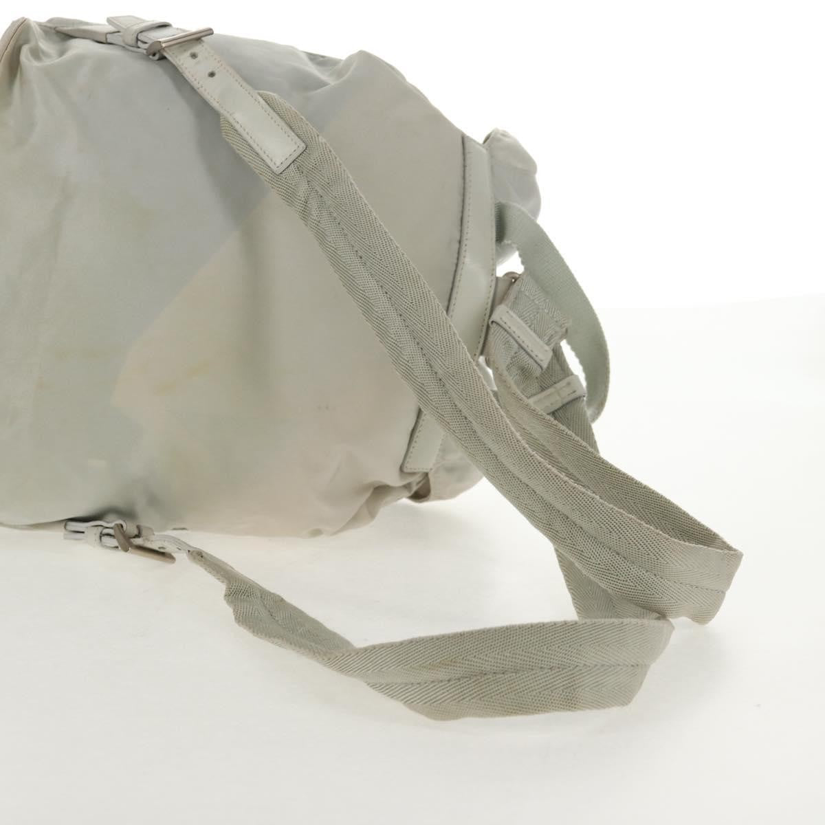 Prada Double Pocket Backpack Chain Shoulder Bag Re-Nylon, Gray, Nylon, Backpack