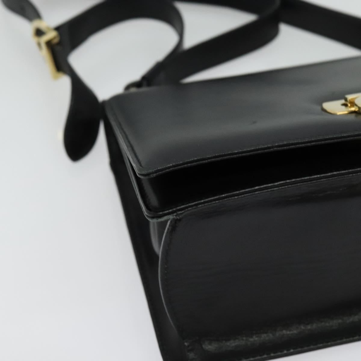 Salvatore Ferragamo Gancini Shoulder Bag Leather, BLACK, LEATHER, Shoulder bag