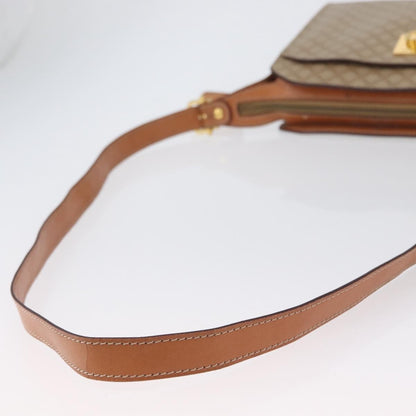 Celine Vintage Macadam Shoulder Bag Canvas and Leather, BEIGE, CANVAS, Shoulder bag
