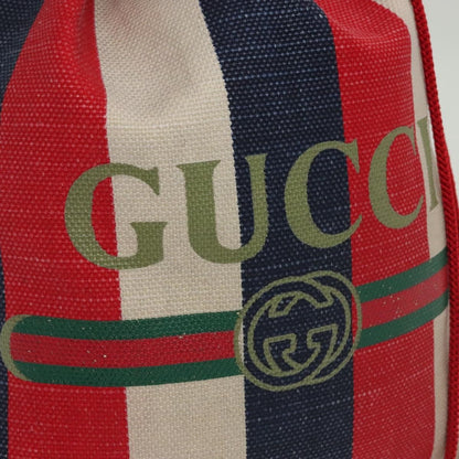 Gucci Logo Drawstring Backpack Striped Canvas, MULTICOLOUR, CANVAS, Backpack