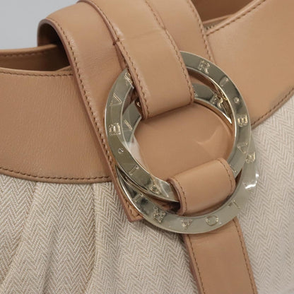 Bvlgari Chandra Hobo Canvas and Leather, BEIGE, CANVAS, Handbag