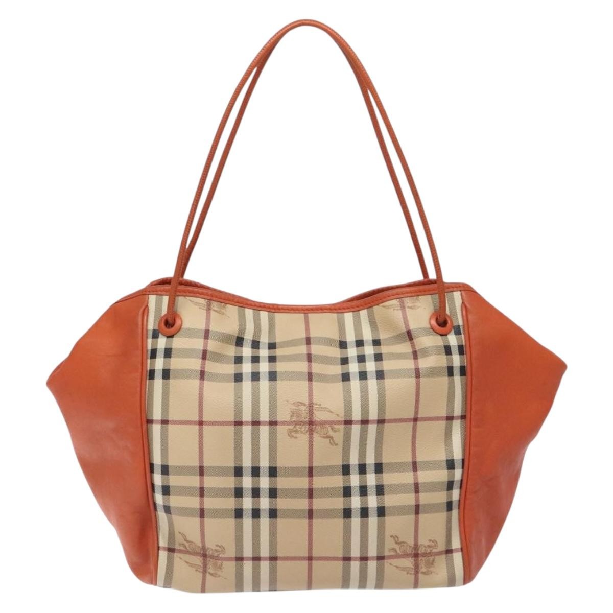 Burberry Canterbury Panels Tote Haymarket Coated Canvas and Leather, BEIGE, PVC, Tote bag