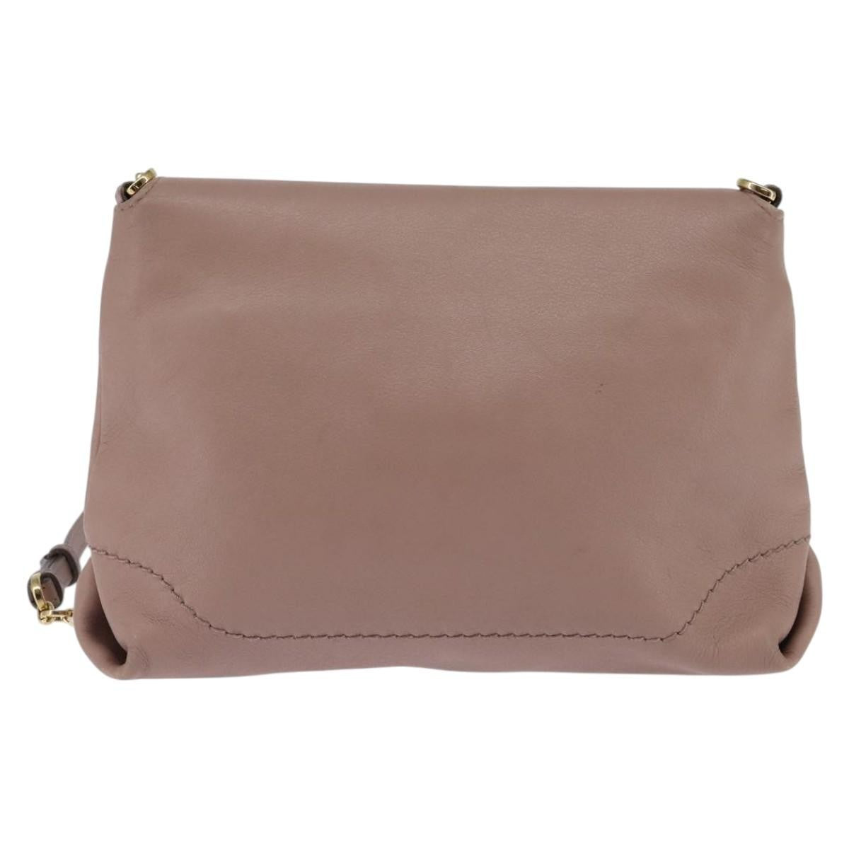 Salvatore Ferragamo Gancini Shoulder Bag Leather, BEIGE, LEATHER, Shoulder bag