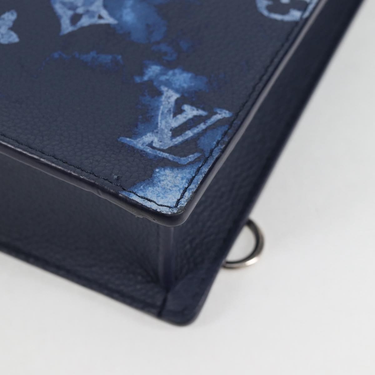 Louis Vuitton Sac Plat Zipped Bag Limited Edition Monogram Ink Watercolor Leather, BLUE, CANVAS, Tote bag