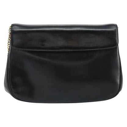 Christian Dior Vintage Chain Flap Shoulder Bag Leather, BLACK, LEATHER, Shoulder bag