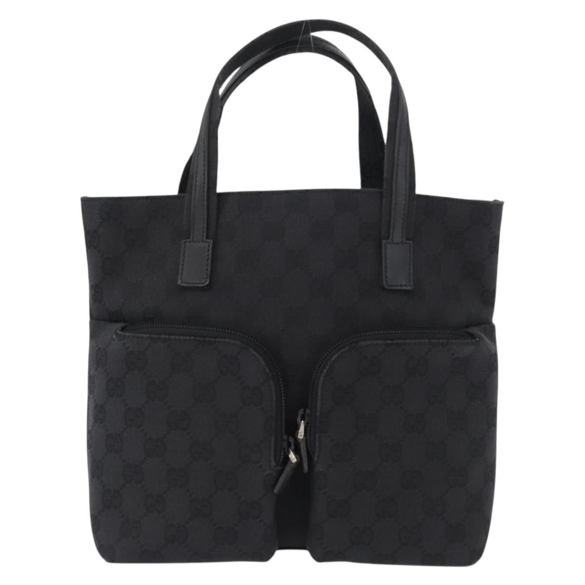 Gucci Double Pocket Tote GG Canvas, BLACK, CANVAS, Handbag