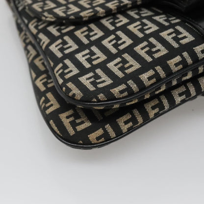 Fendi Buckle Flap Shoulder Bag Zucchino canvas, BLACK, CANVAS, Shoulder bag