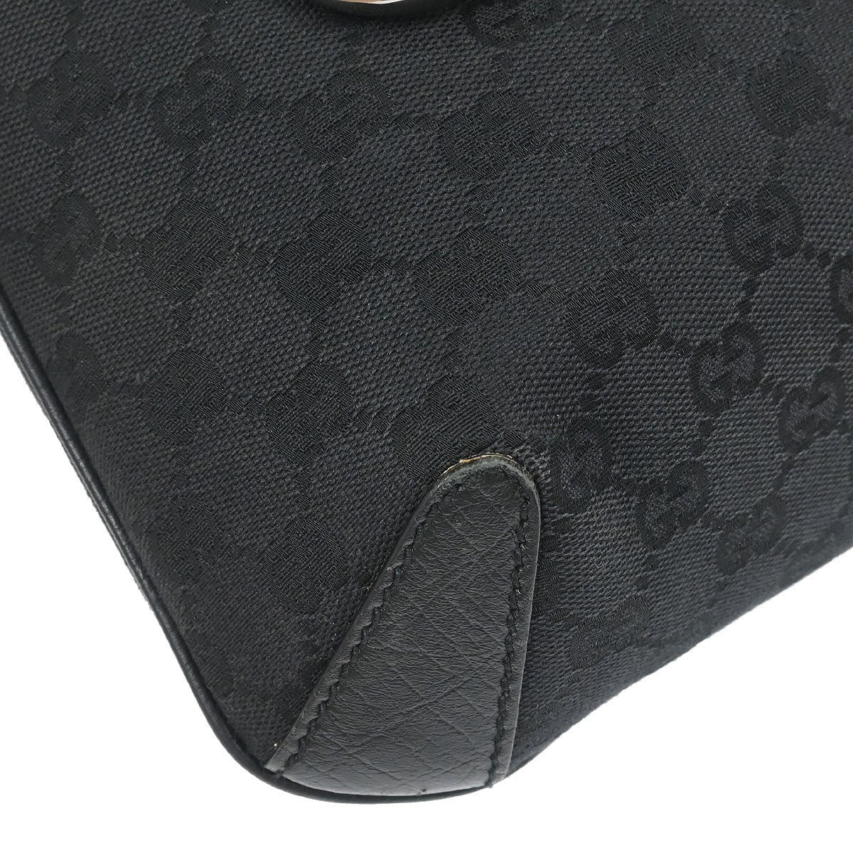 Gucci Vintage Horsebit Shoulder bag Canvas, BLACK, CANVAS,LEATHER, Shoulder bag