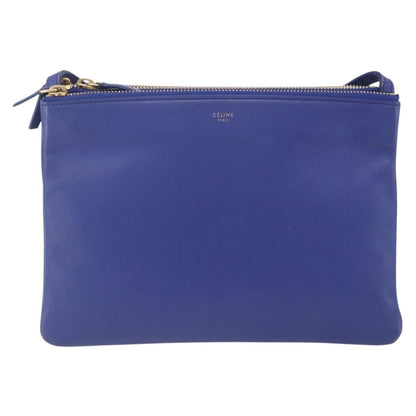 Celine Trio Crossbody Bag Leather, BLUE, LEATHER, Shoulder bag