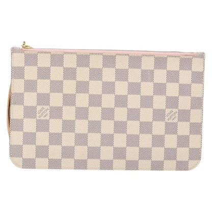 Louis Vuitton Neverfull Pochette Damier, WHITE, CANVAS, Tote bag