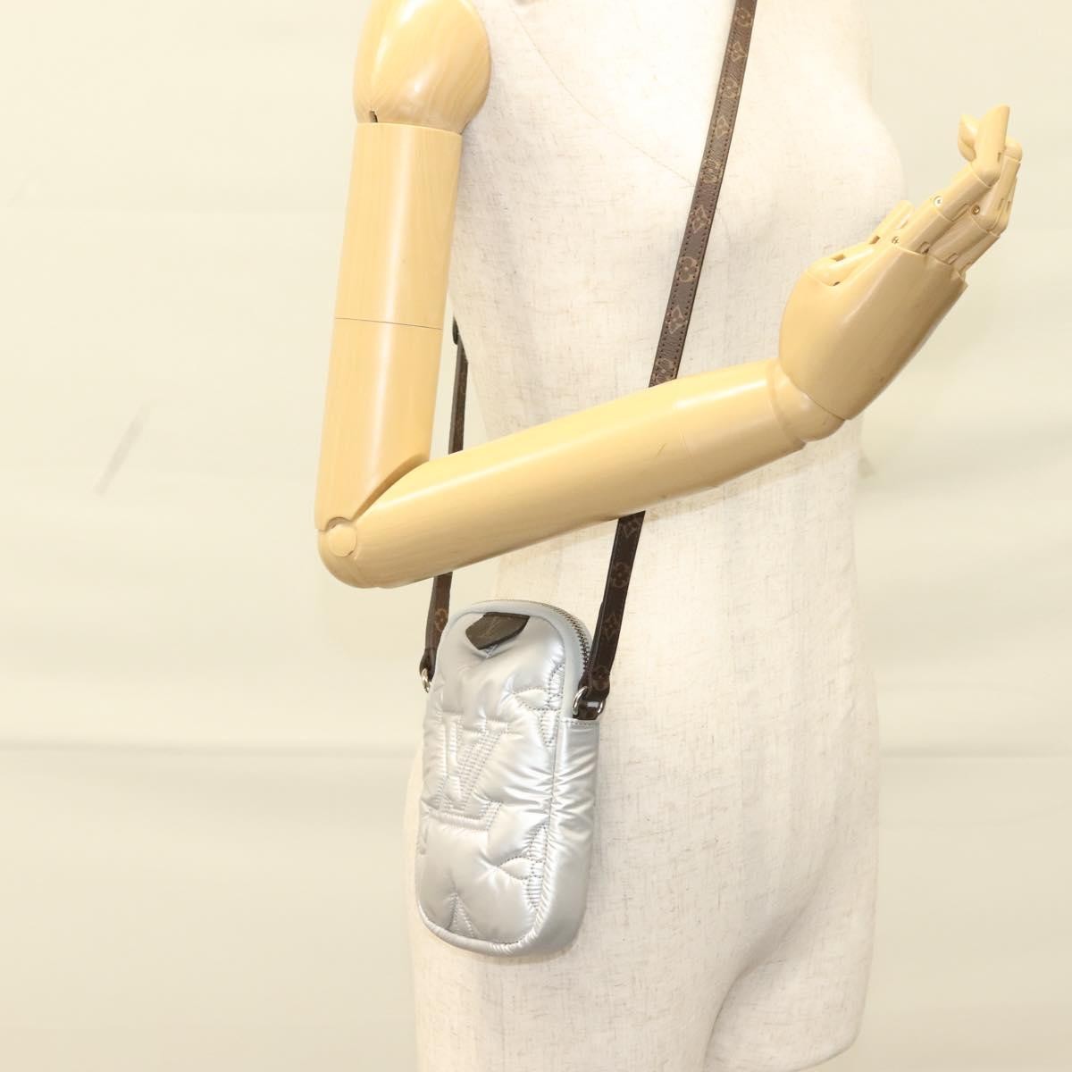 Louis Vuitton Pillow Phone Pouch Monogram Quilted Econyl Nylon, SILVER, CANVAS, Travel bag