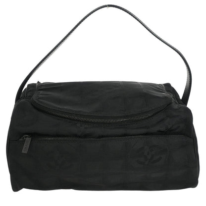 Chanel Travel Line Barrel Bag Nylon, BLACK, NYLON, Handbag